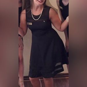 Black dress with sheer stripes